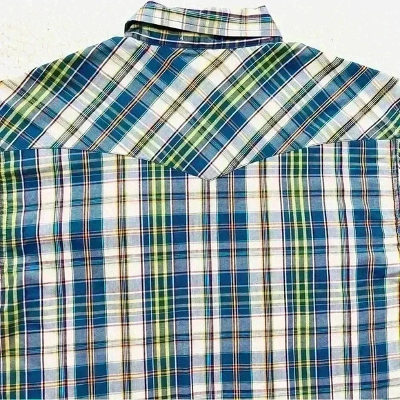 Levi's Barstow Western Short Sleeve Multi Color Checker Plaid Snap Shirt Size L - Picture 11 of 16